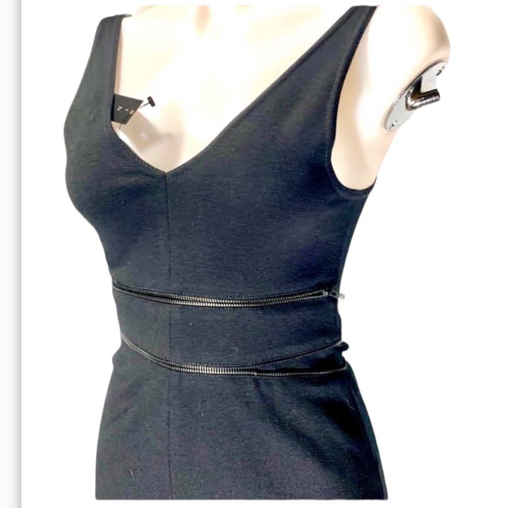Theory $295 Bodycon Zipper Accent Mini Dress 0 Black Dress